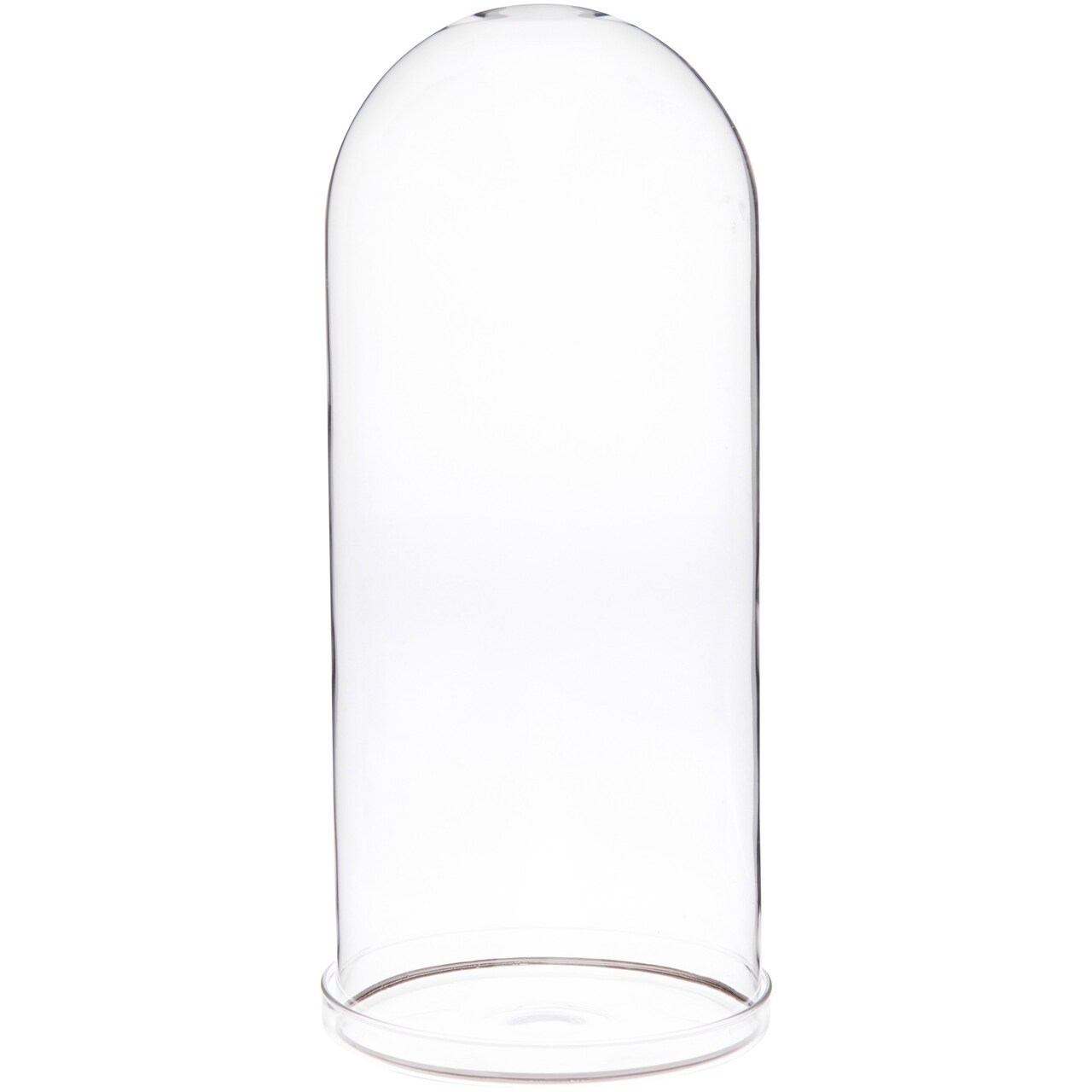 Plymor 5.5" x 13" Glass Display Dome Cloche with Silver Rim (Clear Glass Tray Base)